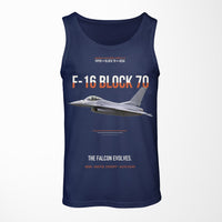 Thumbnail for F-16 Block 70 The Falcon Evolves design on dark blue tank top