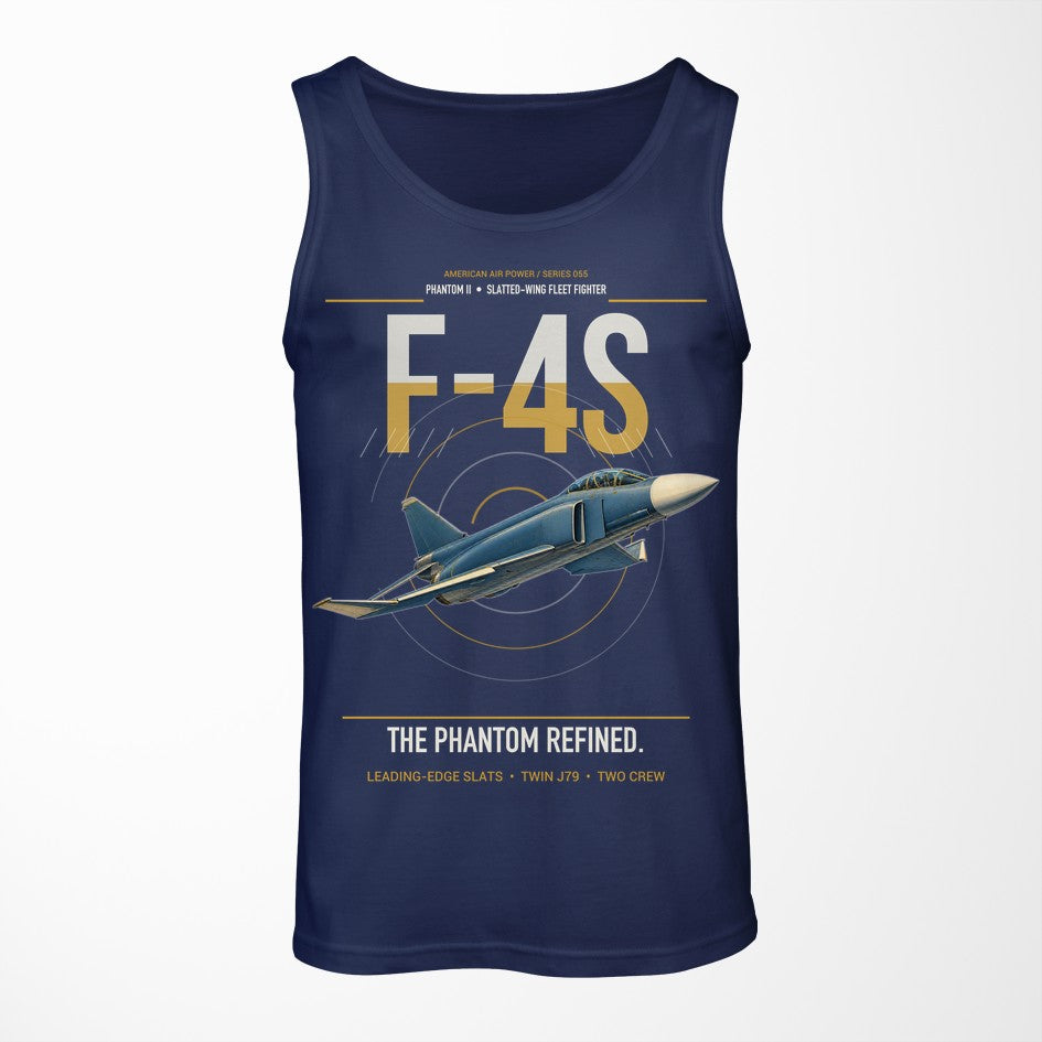 F-4S Phantom II design on dark blue tank top