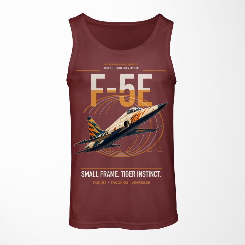 F-5E Tiger II design on dark red tank top
