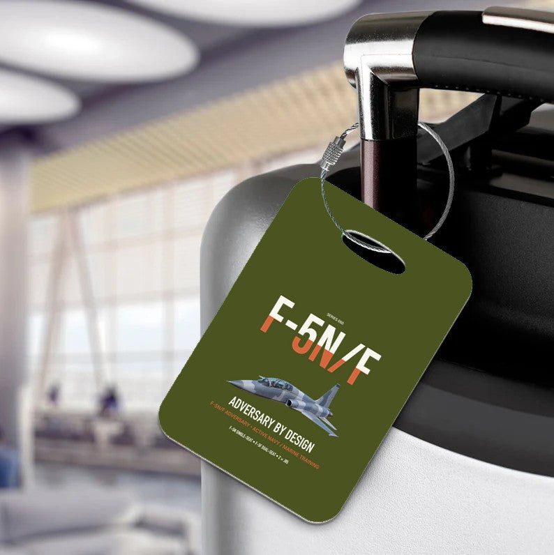 F-5N F Adversary design on green army acrylic luggage tags, double-side print