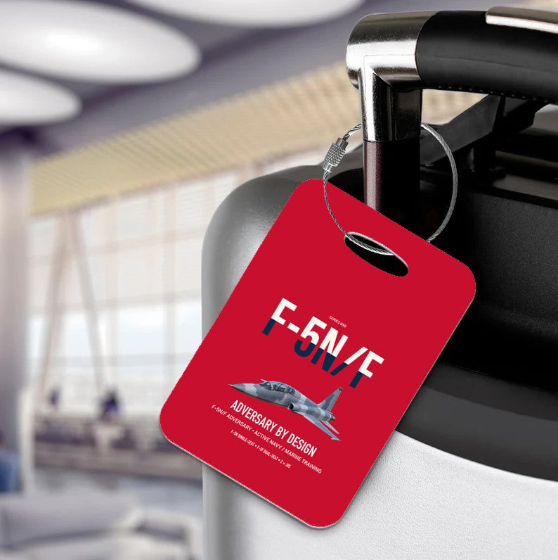 F-5N F Adversary design on red acrylic luggage tags, double-side print