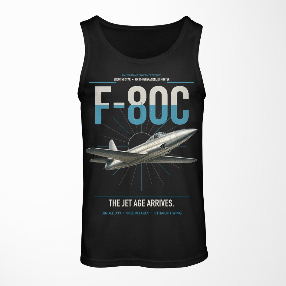 F-80C Shooting Star design on black tank top