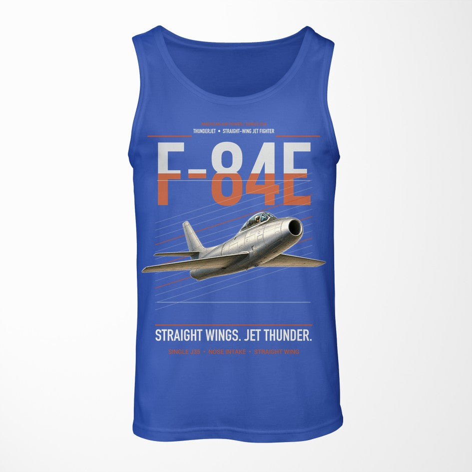 F-84E Thunderjet design on blue tank top