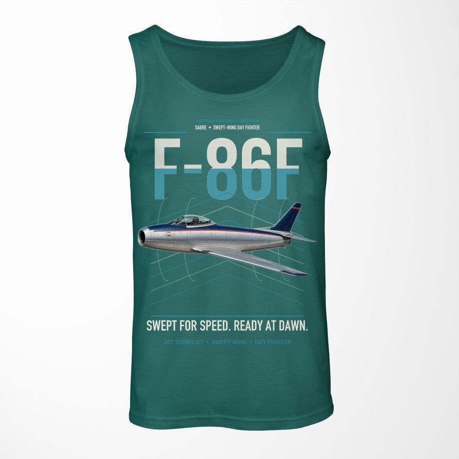 F-86F Sabre design on green tank top