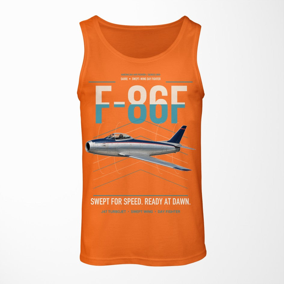 F-86F Sabre design on orange tank top