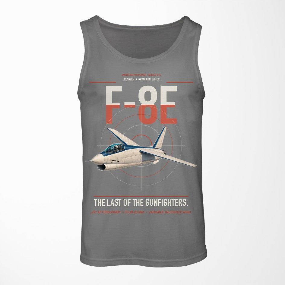 F-8E Crusader design on gray tank top