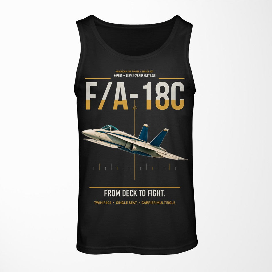 F-A-18C Hornet design on black tank top