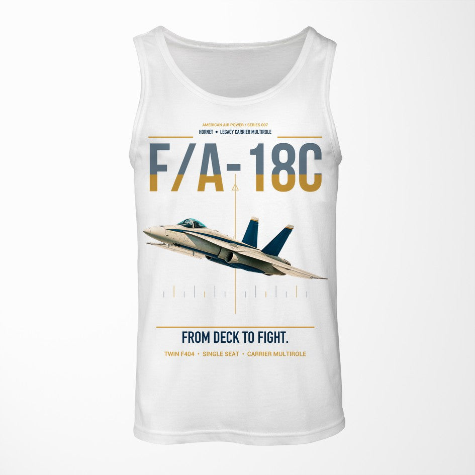 F-A-18C Hornet design on white tank top