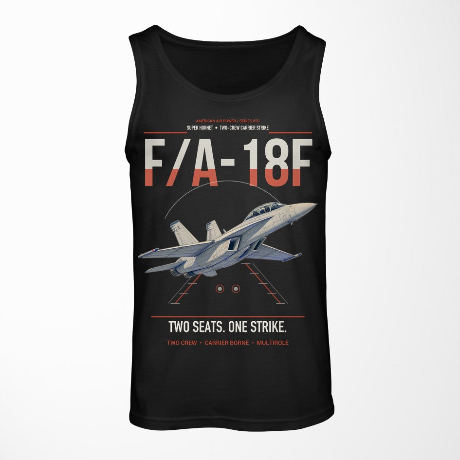 F-A-18F Super Hornet design on black tank top