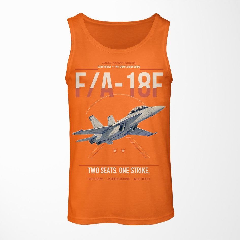 F-A-18F Super Hornet design on orange tank top