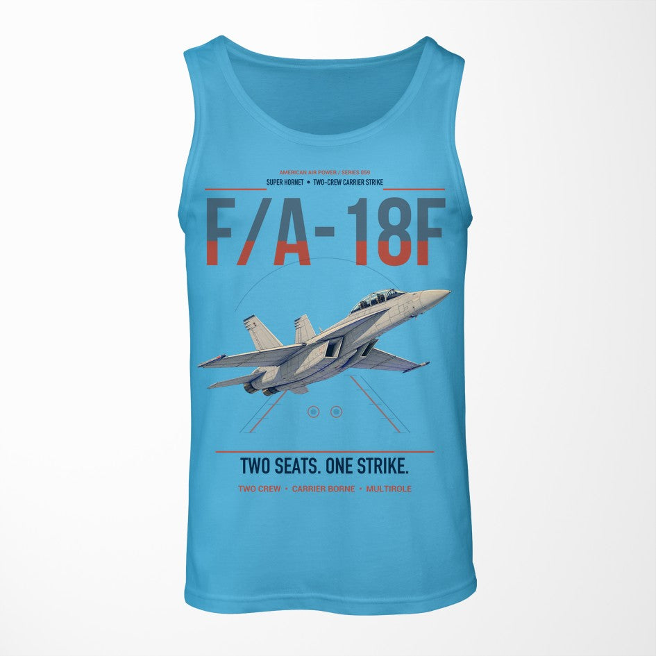 F-A-18F Super Hornet design on sky blue tank top