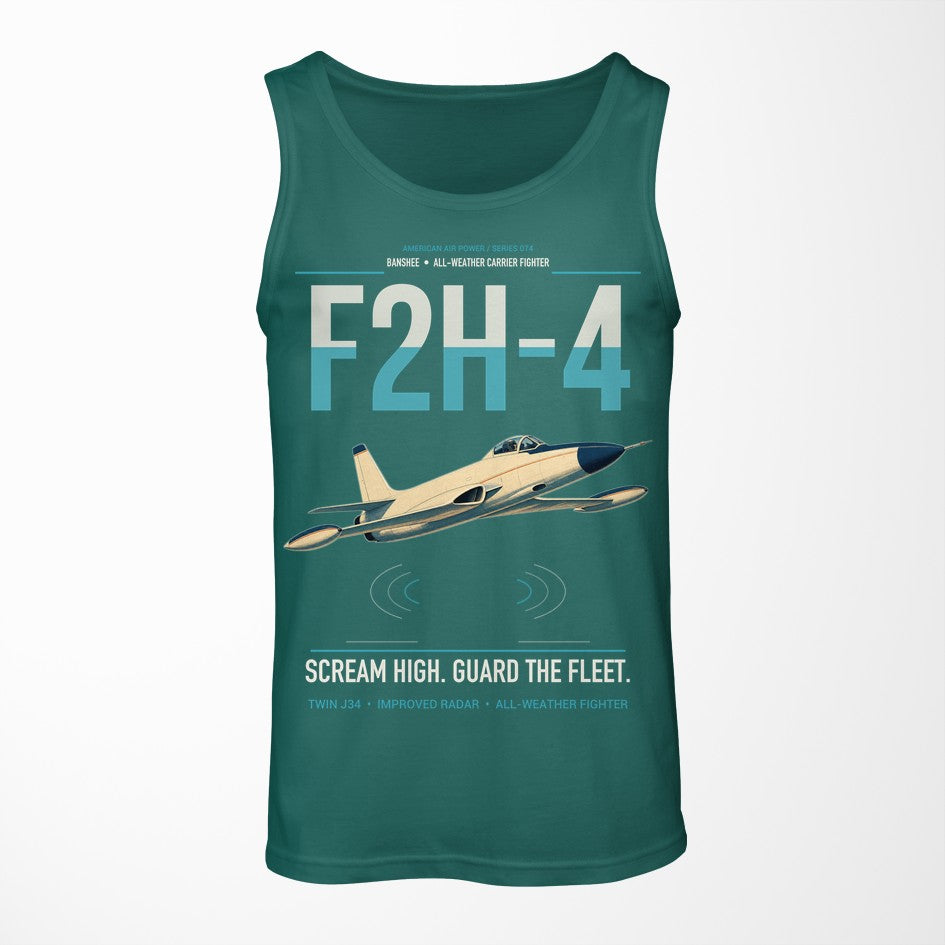 F2H-4 Banshee design on green tank top