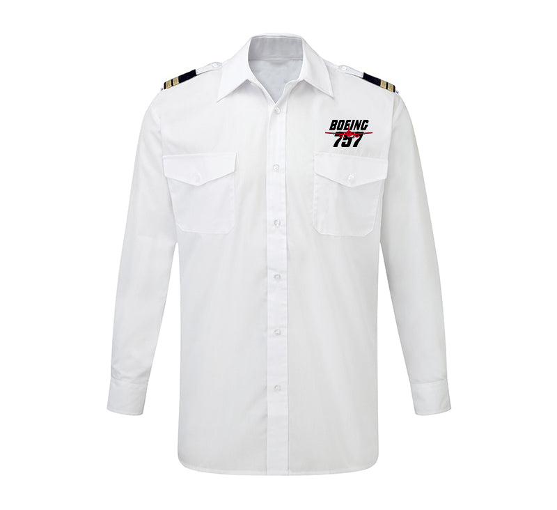 Amazing Boeing 757 Designed Long Sleeve Pilot Shirts