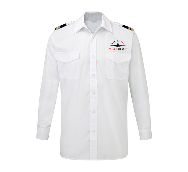 Boeing 747 Queen of the Skies Designed Long Sleeve Pilot Shirts