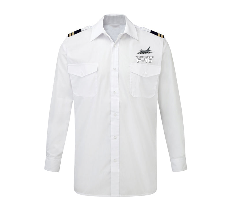 The Fighting Falcon F16 Designed Long Sleeve Pilot Shirts