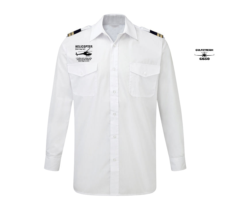 Helicopter [Noun] Designed Long Sleeve Pilot Shirts