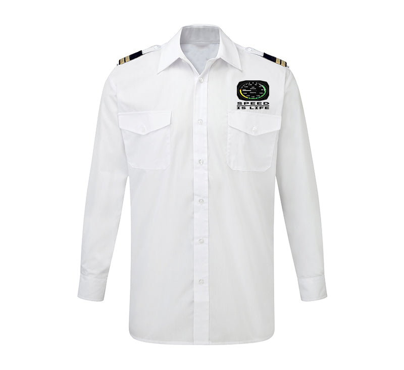 Speed Is Life Designed Long Sleeve Pilot Shirts
