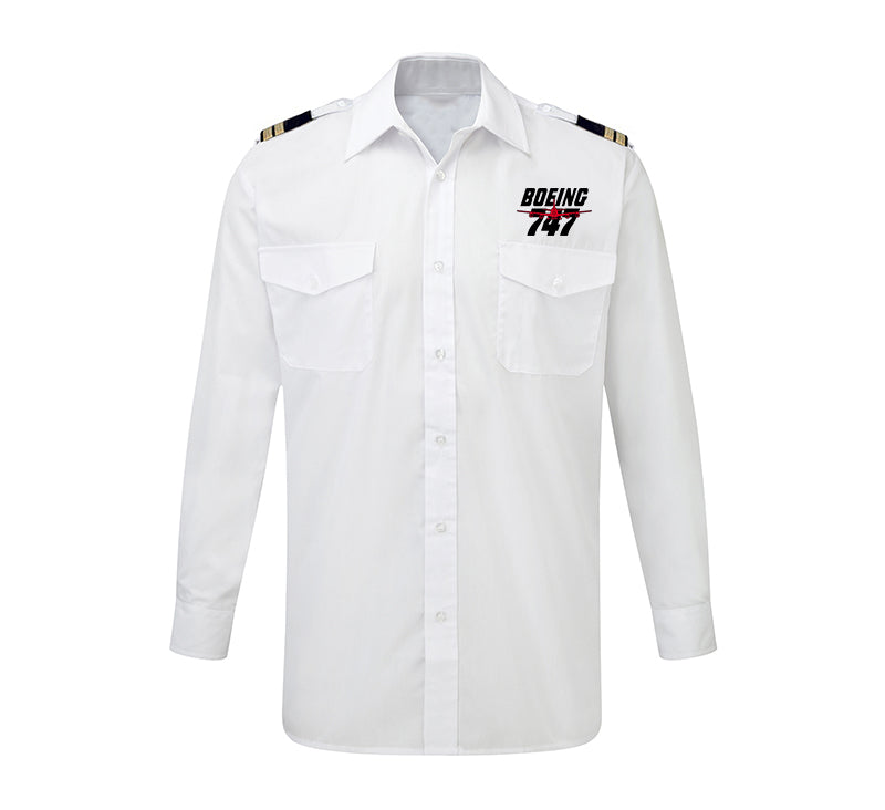 Amazing Boeing 747 Designed Long Sleeve Pilot Shirts