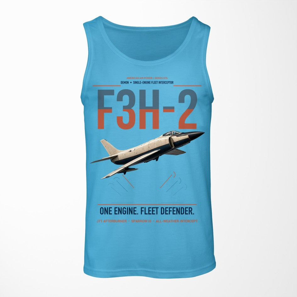 F3H-2 Demon design on sky blue tank top