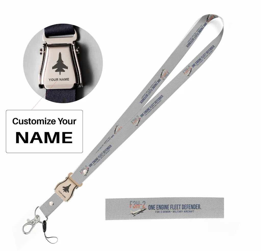 F3H-2 Demon seat belt lanyard - light gray with name