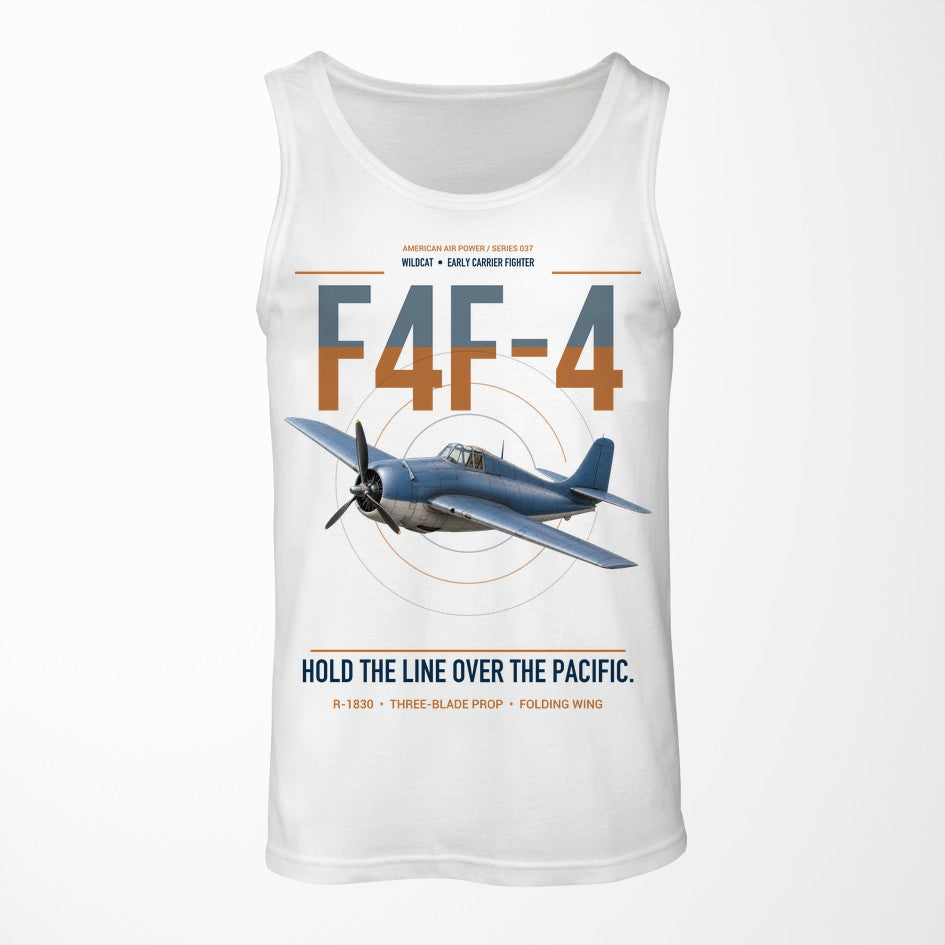 F4F-4 Wildcat design on white tank top