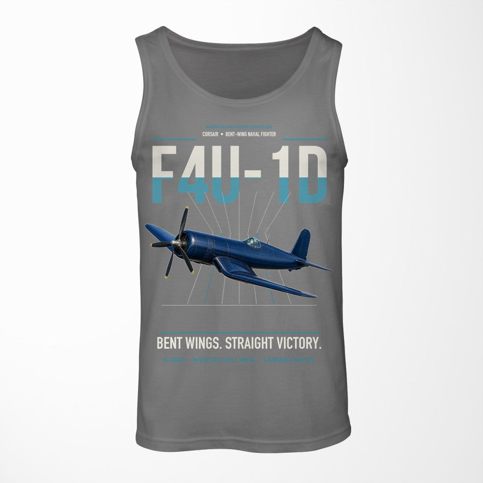 F4U-1D Corsair design on gray tank top