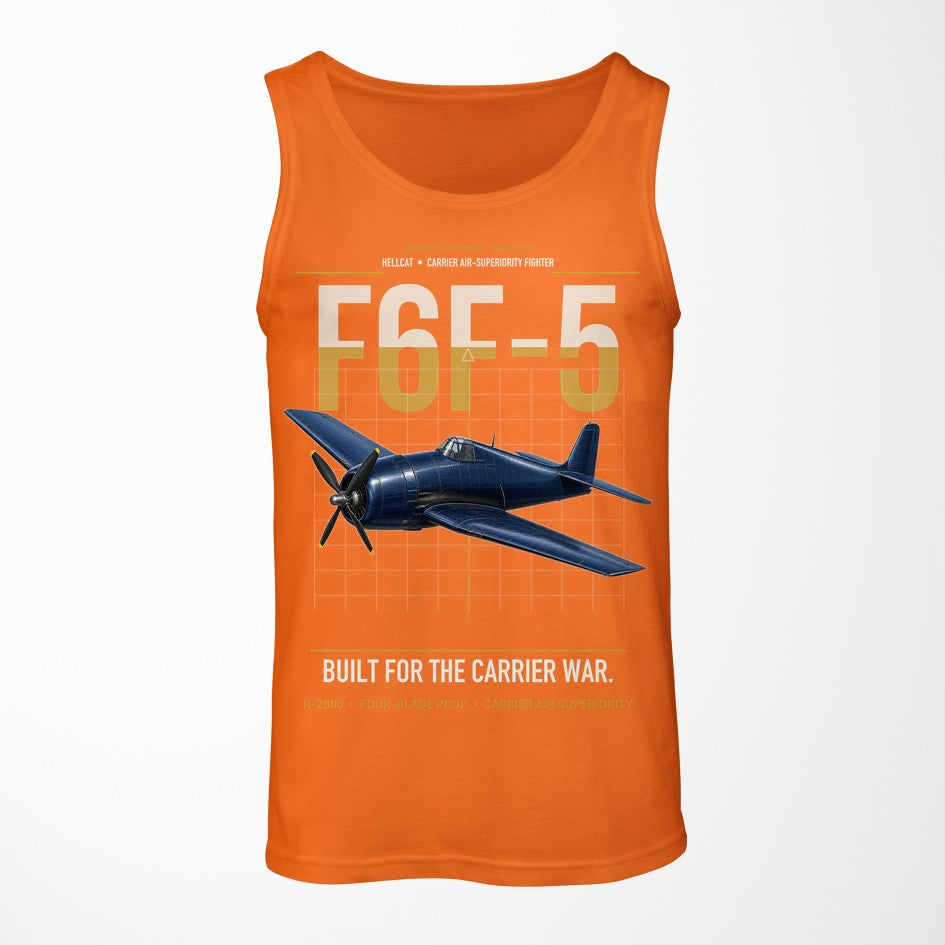F6F-5 Hellcat design on orange tank top