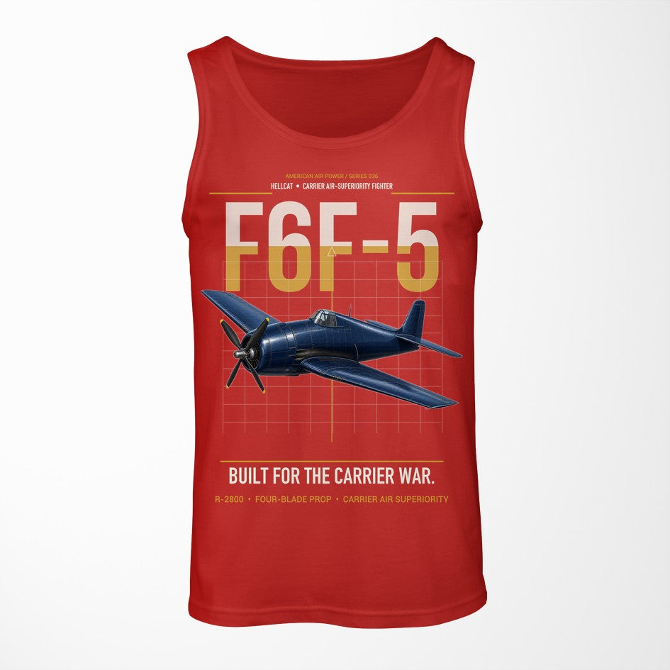 F6F-5 Hellcat design on red tank top