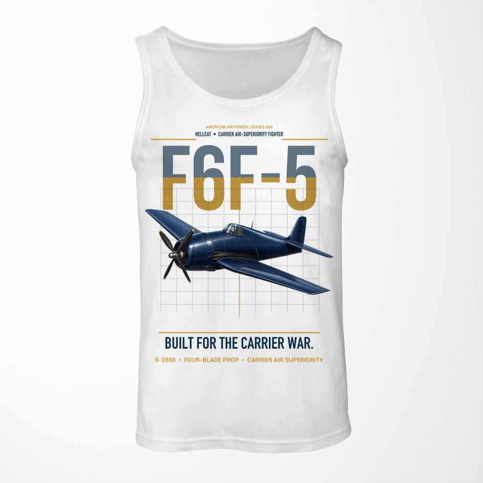 F6F-5 Hellcat design on white tank top
