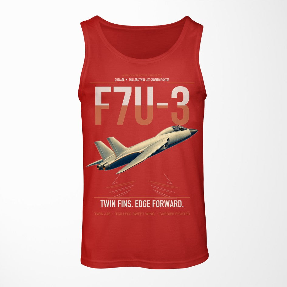 F7U-3 Cutlass design on red tank top