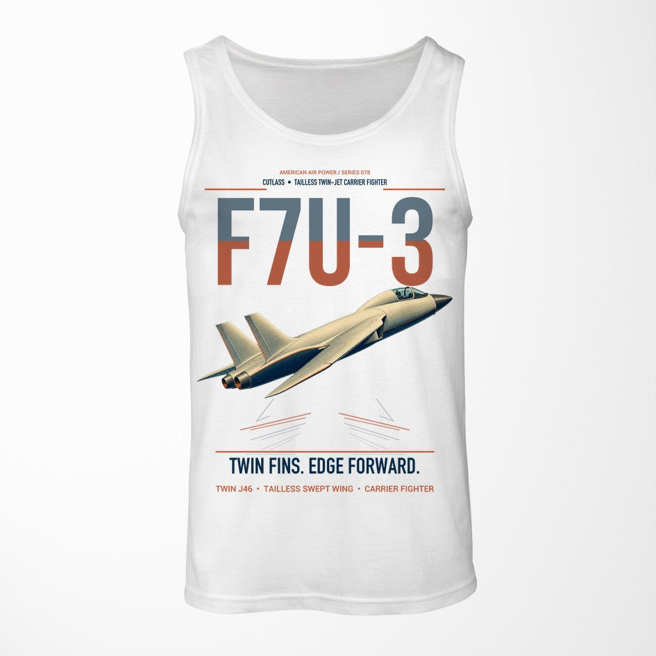 F7U-3 Cutlass design on white tank top