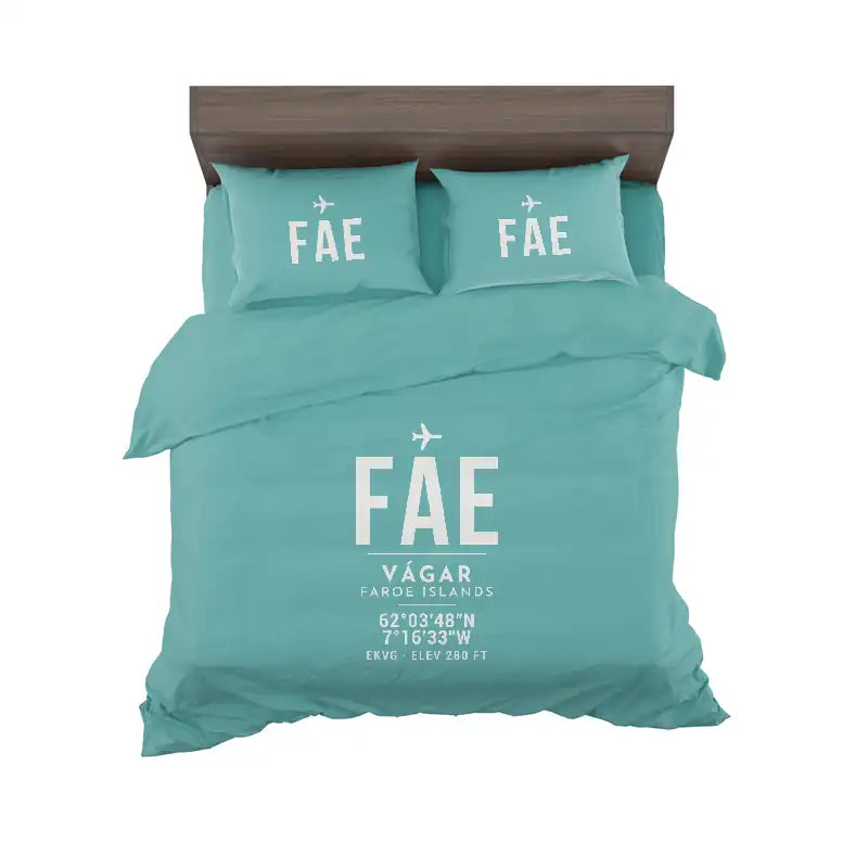 Vágar Airport (FAE) Bedding Sets & Blankets - Bedding Set - ID Tag - Turquoise