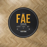 Thumbnail for Vágar Airport (FAE) Carpets - Carpet Round - ID Tag + Name - Black V2