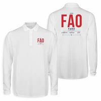 Thumbnail for Gago Coutinho Airport Faro (FAO) Premium Polo T-Shirts - Tag - Long Sleeve - White