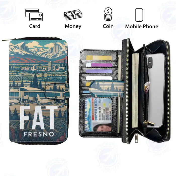 Fresno Yosemite International Airport (FAT) Leather Wallets - Zip Long Wallet - Scene