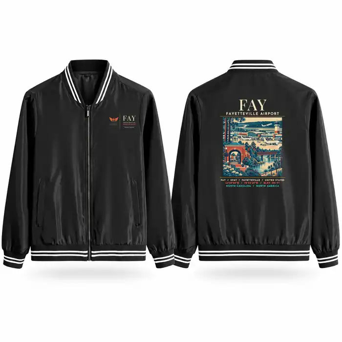 Fayetteville Regional Airport (Grannis Field) (FAY) Stylish Jackets - Baseball Collar - Poster - Black