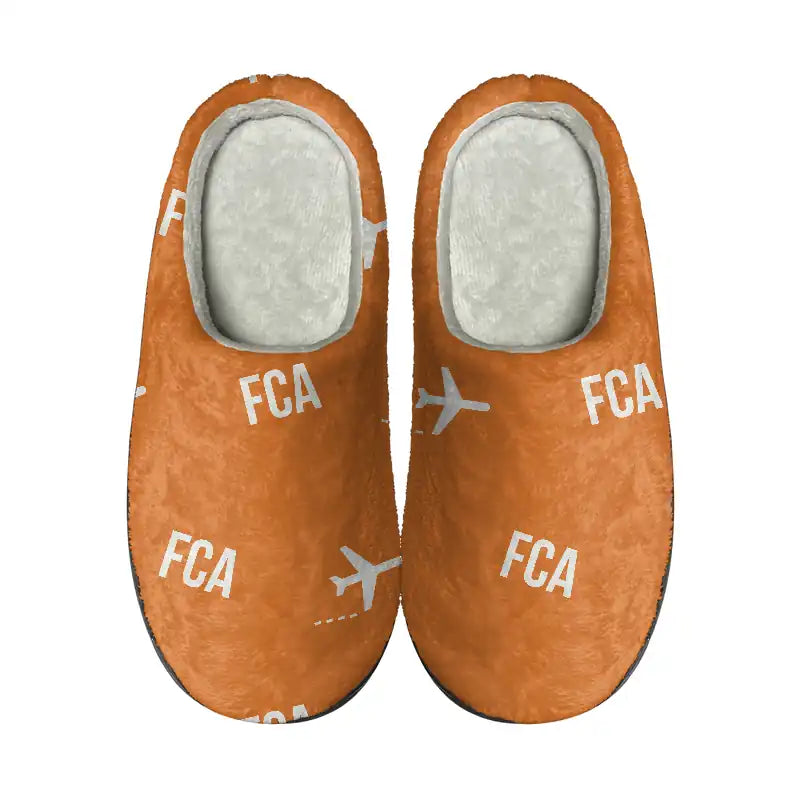 Glacier Park International Airport (FCA) Slippers & Flip Flops - Slippers - Cotton - Pattern - Orange