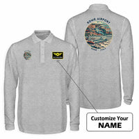 Thumbnail for Rome Leonardo da Vinci Fiumicino Airport (FCO) Premium Polo T-Shirts - Badge + Name - Long Sleeve - Gray