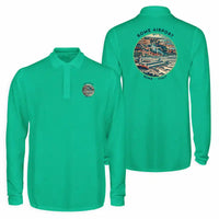 Thumbnail for Rome Leonardo da Vinci Fiumicino Airport (FCO) Premium Polo T-Shirts - Badge - Long Sleeve - Green