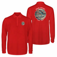 Thumbnail for Rome Leonardo da Vinci Fiumicino Airport (FCO) Premium Polo T-Shirts - Badge - Long Sleeve - Red