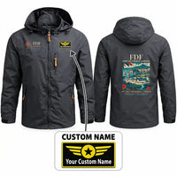 Thumbnail for Martinique Aimé Césaire International Airport (FDF) Stylish Jackets - Hooded Windbreaker - Poster + Name - Charcoal
