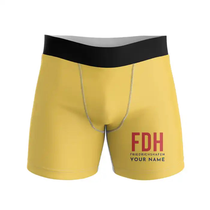 Bodensee-Airport Friedrichshafen (FDH) Men Boxers - Code + Name - Yellow