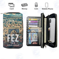 Thumbnail for Fes - Saiss Airport (FEZ) Leather Wallets - Zip Long Wallet - Scene + Name