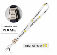 Thumbnail for FIRST OFFICER & 3 Lines seat belt lanyard - white with name