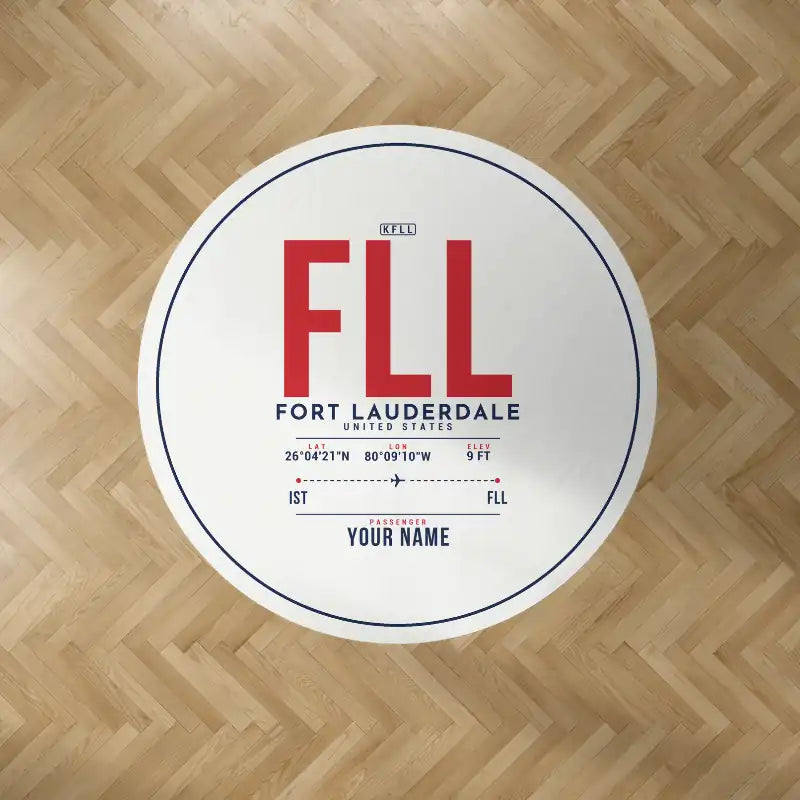 Fort Lauderdale-Hollywood International Airport (FLL) Carpets - Carpet Round - ID Tag + Name - White V2
