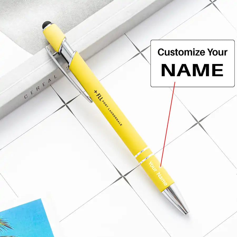 Fort Lauderdale-Hollywood International Airport (FLL) Pens - touch pen - yellow with name