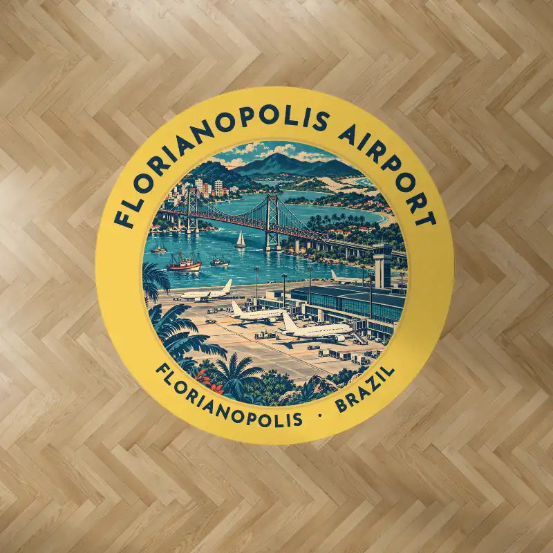 Hercilio Luz International Airport (FLN) Carpets - Carpet Round - Badge - Yellow V2