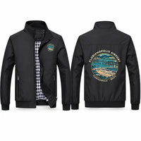Thumbnail for Hercilio Luz International Airport (FLN) Stylish Jackets - Stand Collar - Badge - Black
