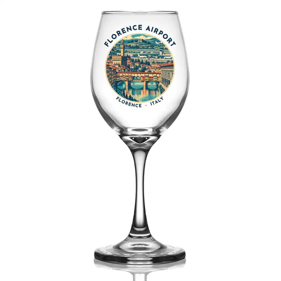 Florence Airport (FLR) Glasses - Badge - Wine Glass