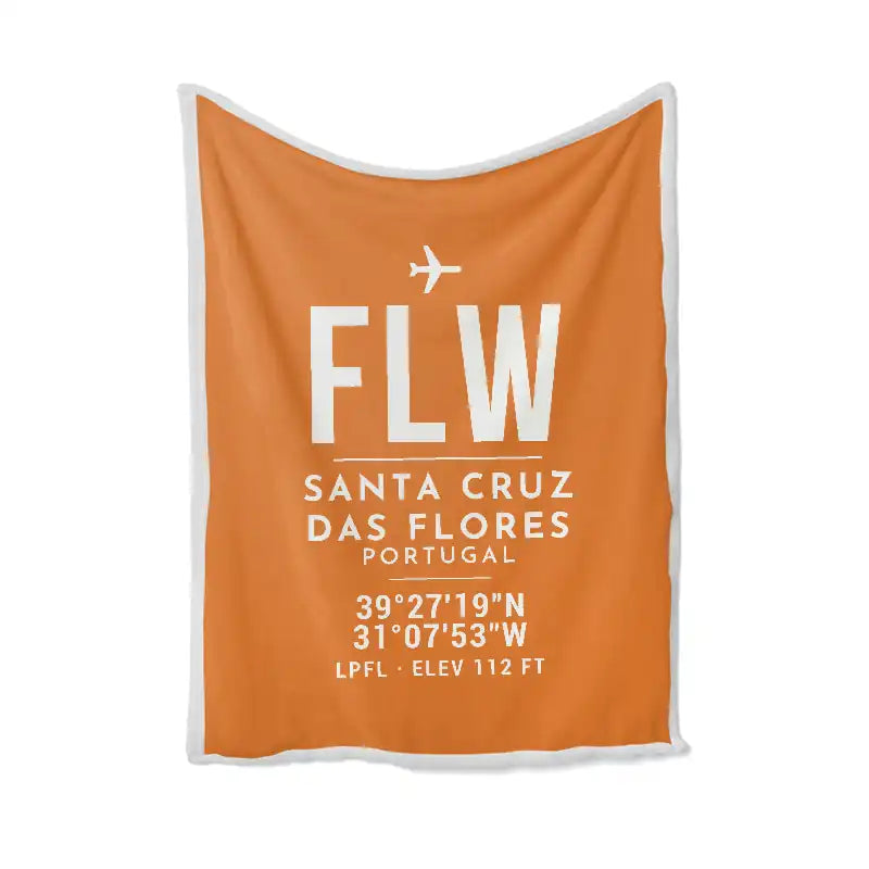 Flores Airport (FLW) Bedding Sets & Blankets - Blanket - ID Tag - Orange